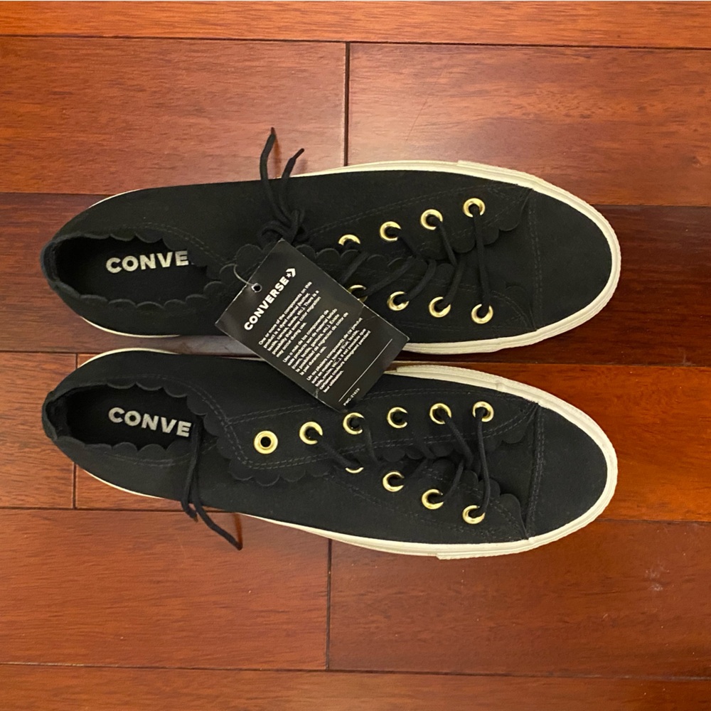 New black platform converse frilly thrills shoes, size women’s 11